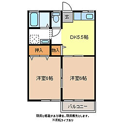 セローハウス 2DKの間取図画像