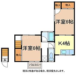 コーポラス栄 2Kの間取図画像