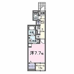 レインボー 1Kの間取図画像