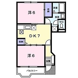 メルティー・アイB 2DKの間取図画像