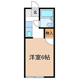 西長野フジハイツ ワンルームの間取図画像