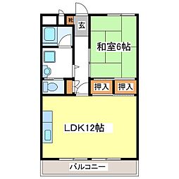 宮尾ハイツ 1LDKの間取図画像