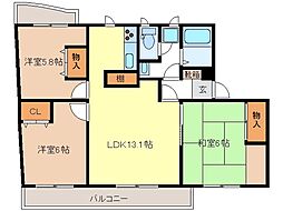 カサフィーナA1 3LDKの間取図画像