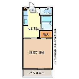 フレグランスしんC 1Kの間取図画像