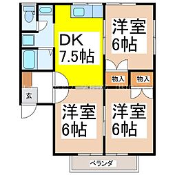 ルーガル・リンド若宮A 3DKの間取図画像