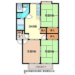 稲田ライブタウンB 3DKの間取図画像