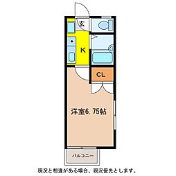 F・ドエル 1Kの間取図画像