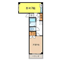 城山ハイツ 1DKの間取図画像
