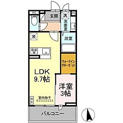 Glicina 1LDKの間取図画像