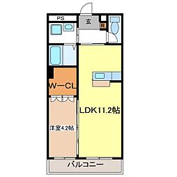 サンライズ東口 1LDKの間取図画像