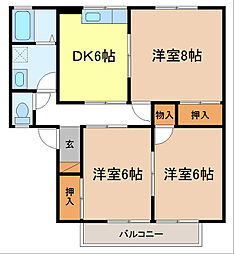 コーポラスK&A 3DKの間取図画像