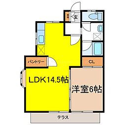 ラ・シャンブル 1LDKの間取図画像