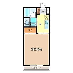 プレジデント穂高 1Kの間取図画像