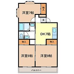 パストラルハイツA 3DKの間取図画像