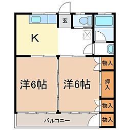 メゾン柳原 2Kの間取図画像