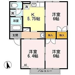 サンロード小山A 3Kの間取図画像