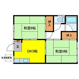 荒井アパート 2DKの間取図画像