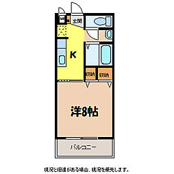 サープラス月花 1Kの間取図画像
