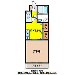 グットパレスオオツキB棟 1DKの間取図画像