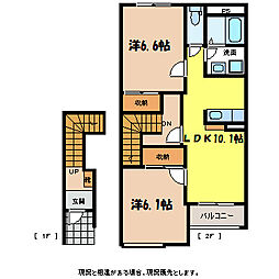 プリオール・1 2LDKの間取図画像