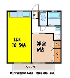 林ハイツC 1LDKの間取図画像