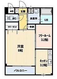 パルタージュE 1SKの間取図画像