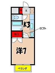 メープルハイツ梨の木B 1Kの間取図画像