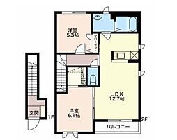 ディアス桜春 2LDKの間取図画像