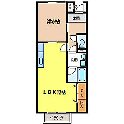 メゾンなかみち2 1LDKの間取図画像