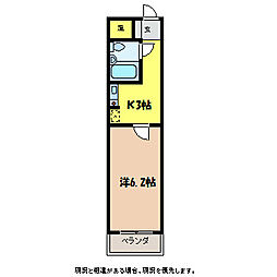 レジデンス志峰 1Kの間取図画像