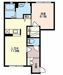 西町ボナールN 1LDKの間取図画像