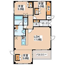 ブランニューシティF棟 3LDKの間取図画像