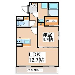 COCO 104 1階1LDKの間取り