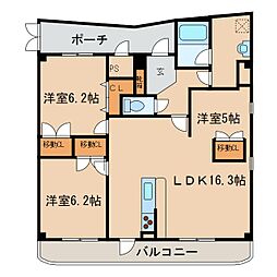 ブランニューシティE棟 3LDKの間取図画像