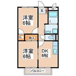 サープラスラフィーネ 2DKの間取図画像