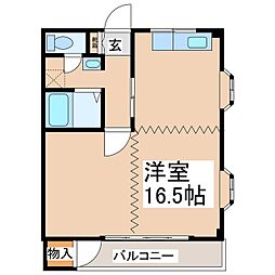 シティーA ワンルームの間取図画像