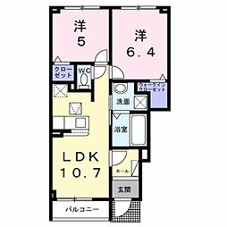 フォレストヒルズB 2LDKの間取図画像