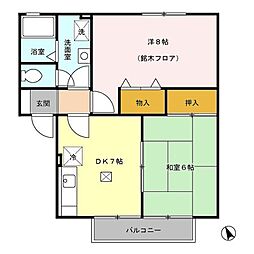 セレナ・スカイティB 2DKの間取図画像