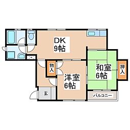 材木町スクエア 2DKの間取図画像
