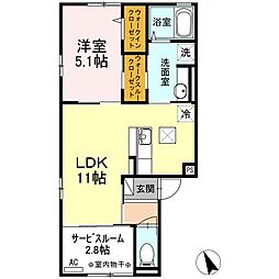 セジュールマロンブラン 1LDKの間取図画像