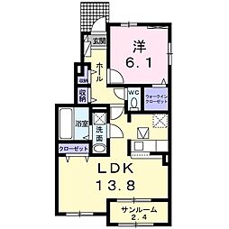 グランドハウス上田1 1LDKの間取図画像