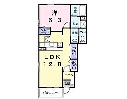 アルソーレA 1LDKの間取図画像