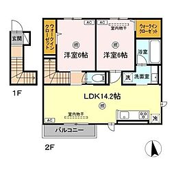 サンコーポラス御所 2LDKの間取図画像