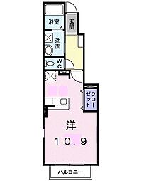 カーサ・ソーレA ワンルームの間取図画像