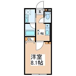 ground base上田A 1Kの間取図画像