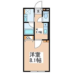 ground base上田A 1Kの間取図画像