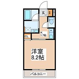 ground base上田B 1Kの間取図画像