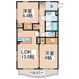 ハイム・モルゲンロート 2LDKの間取図画像