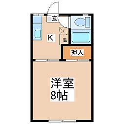 グリーンヒルK 1Kの間取図画像