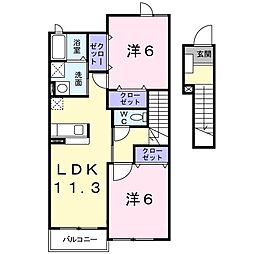 グランツ 2LDKの間取図画像